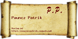 Pauncz Patrik névjegykártya